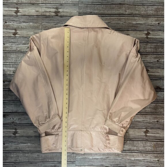 Gino di Giorgio Dolman Bat Wing Sleeve Leather Jacket sz M color Pink VTG  80's - Picture 3 of 14
